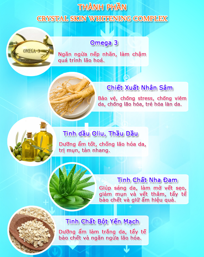 Kem Duong Trang Tai Tao Da Crystal Skin Whitening Complex