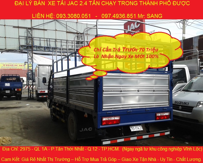 Ban xe tai JAC 24 tan dong co ISUZU chay vao thanh pho duoc gia chi 306 trieu