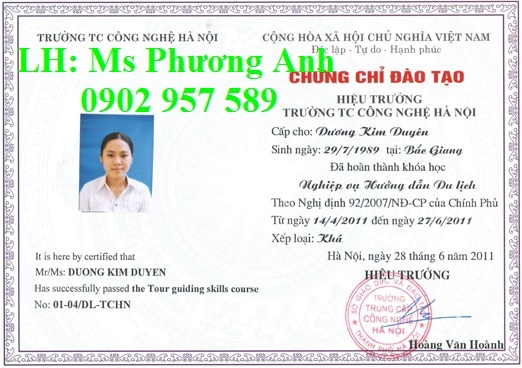 Hoc lay chung chi nghiep vu Huong dan vien du lich dung doi the