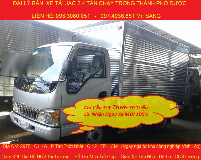 Ban xe tai JAC 24 tan dong co ISUZU chay vao thanh pho duoc gia chi 306 trieu