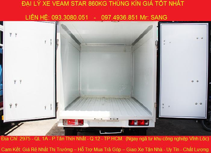 Xe tai veam 850kg thung kin thung bat chi can tra truoc 20 trieu nhan xe ngay