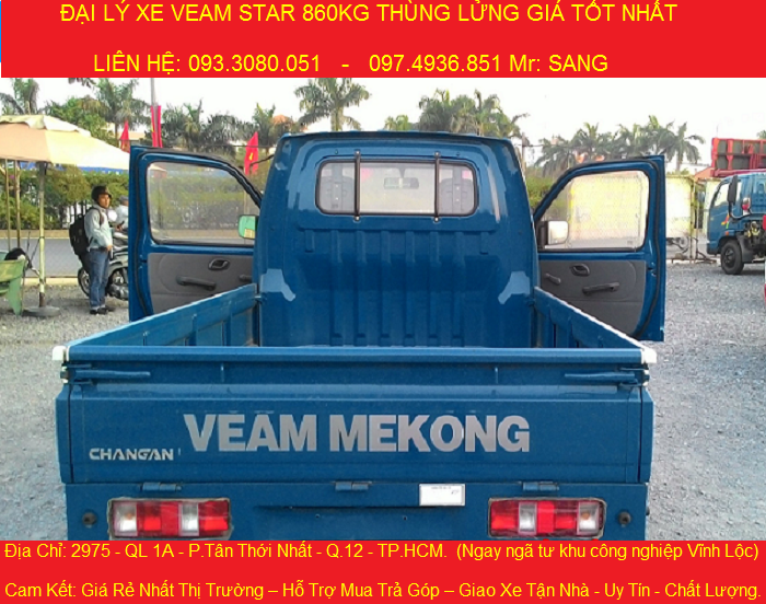 Xe tai veam 850kg thung kin thung bat chi can tra truoc 20 trieu nhan xe ngay