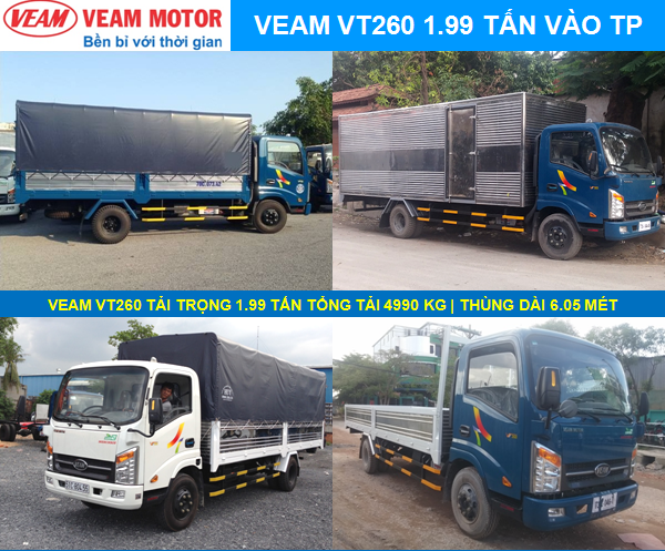 Cac dong xe tai veam vao thanh pho veam vt200 veam vt260 veam vt2001 gia re tra gop 80