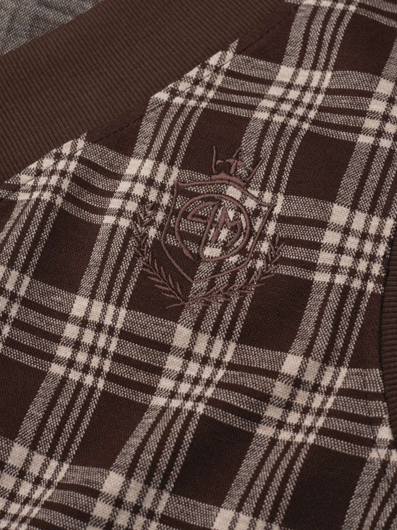 Ao Ghile Thun Caro Theu Logo Form Regular AG001 Mau Nau