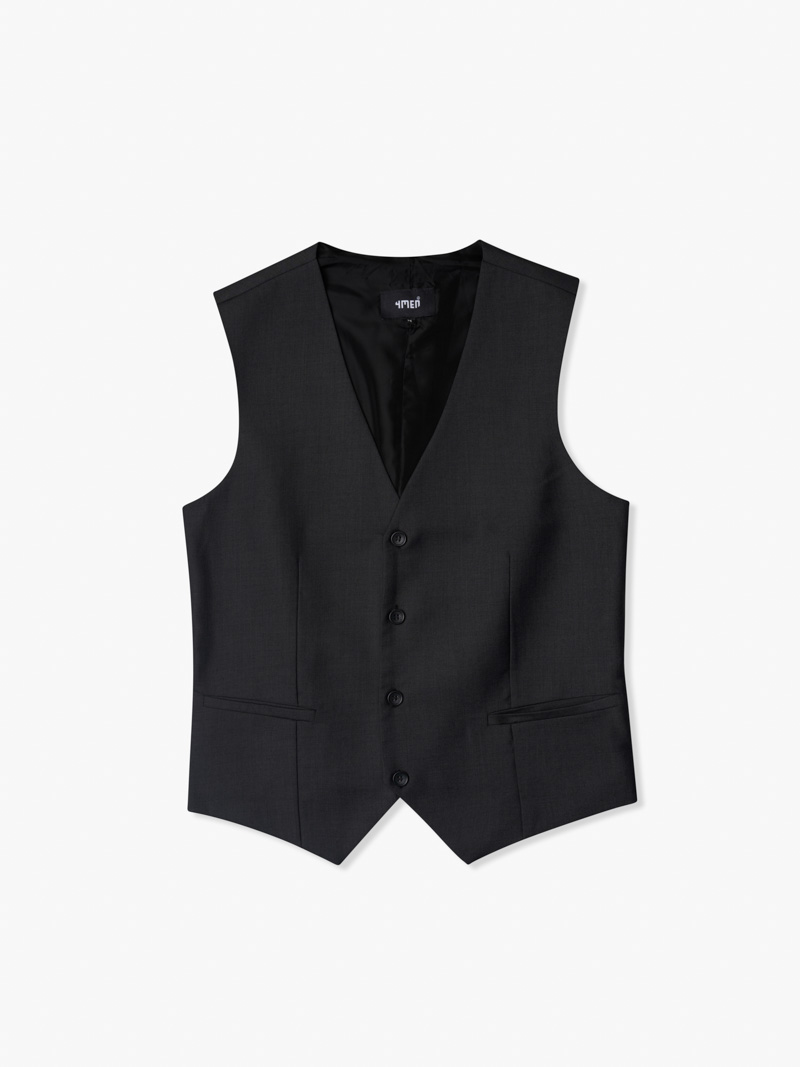 Ao Gile Tron 4 Nut Form Slimfit AG036 Mau Den