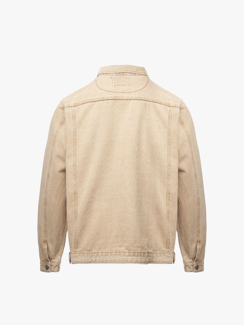 Ao Khoac Denim Xep Ly Nep Tru Form Regular AK063 Mau Be