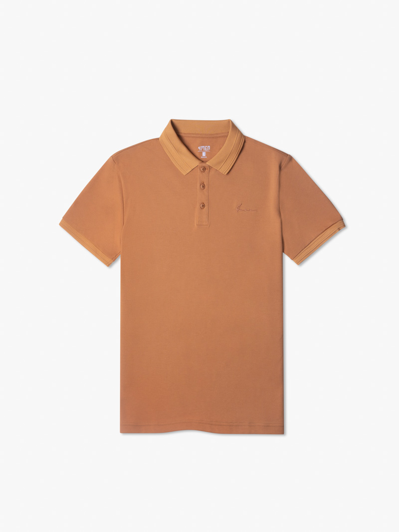 Ao Polo Ca Sau Theu Chu Ky Form Regular PO087 Mau Bo