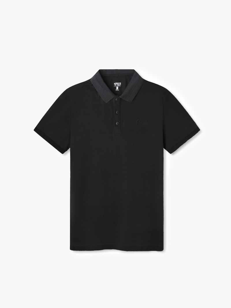 Ao Polo Ca Sau Theu Chu Ky Form Regular PO087 Mau Den