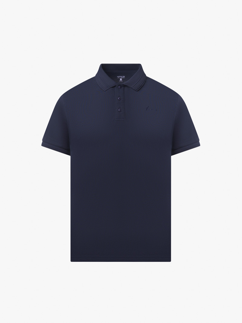 Ao Polo Ca Sau Theu Chu Ky Form Regular PO087 Mau Xanh Den