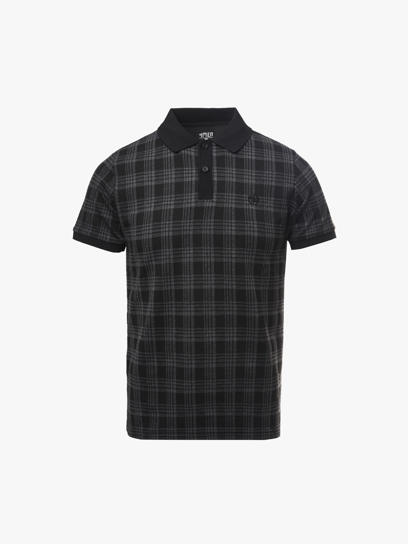 Ao Polo Caro Theu Logo 4M Tron O Nguc Form Slimfit PO154 Caro Den