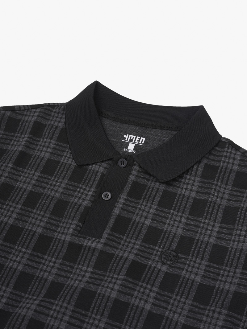 Ao Polo Caro Theu Logo 4M Tron O Nguc Form Slimfit PO154 Caro Den