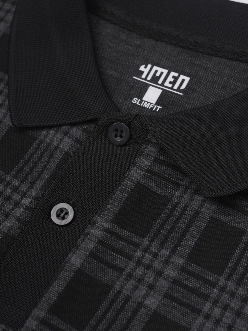 Ao Polo Caro Theu Logo 4M Tron O Nguc Form Slimfit PO154 Caro Den