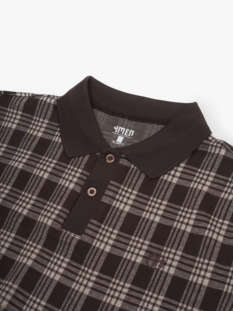 Ao Polo Caro Theu Logo 4M Tron O Nguc Form Slimfit PO154 Caro Nau