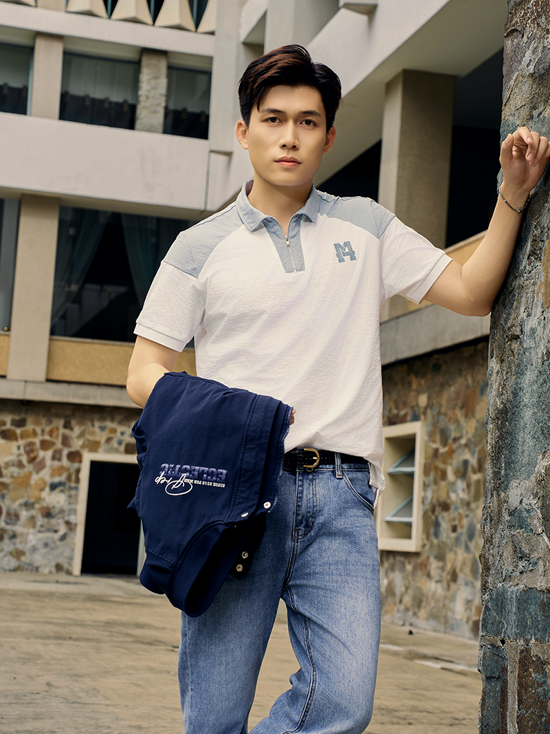Ao Polo Day Keo In Cao Logo M Form Regular PO146 Mau Xanh