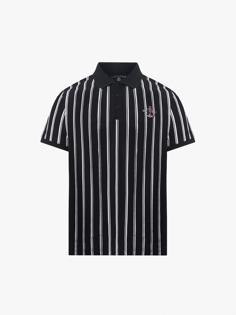Ao Polo In Soc Theu Hinh O Nguc Form Regular PO129 Mau Den