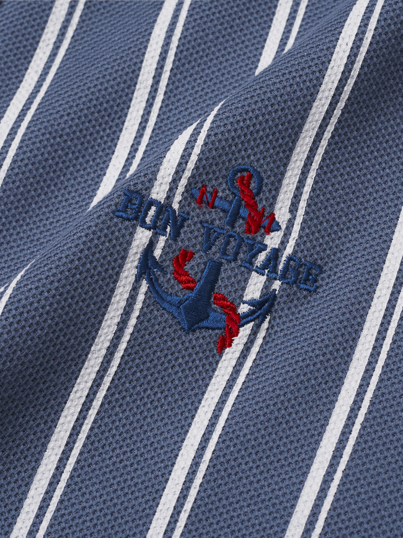Ao Polo In Soc Theu Hinh O Nguc Form Regular PO129 Mau Xanh Bien
