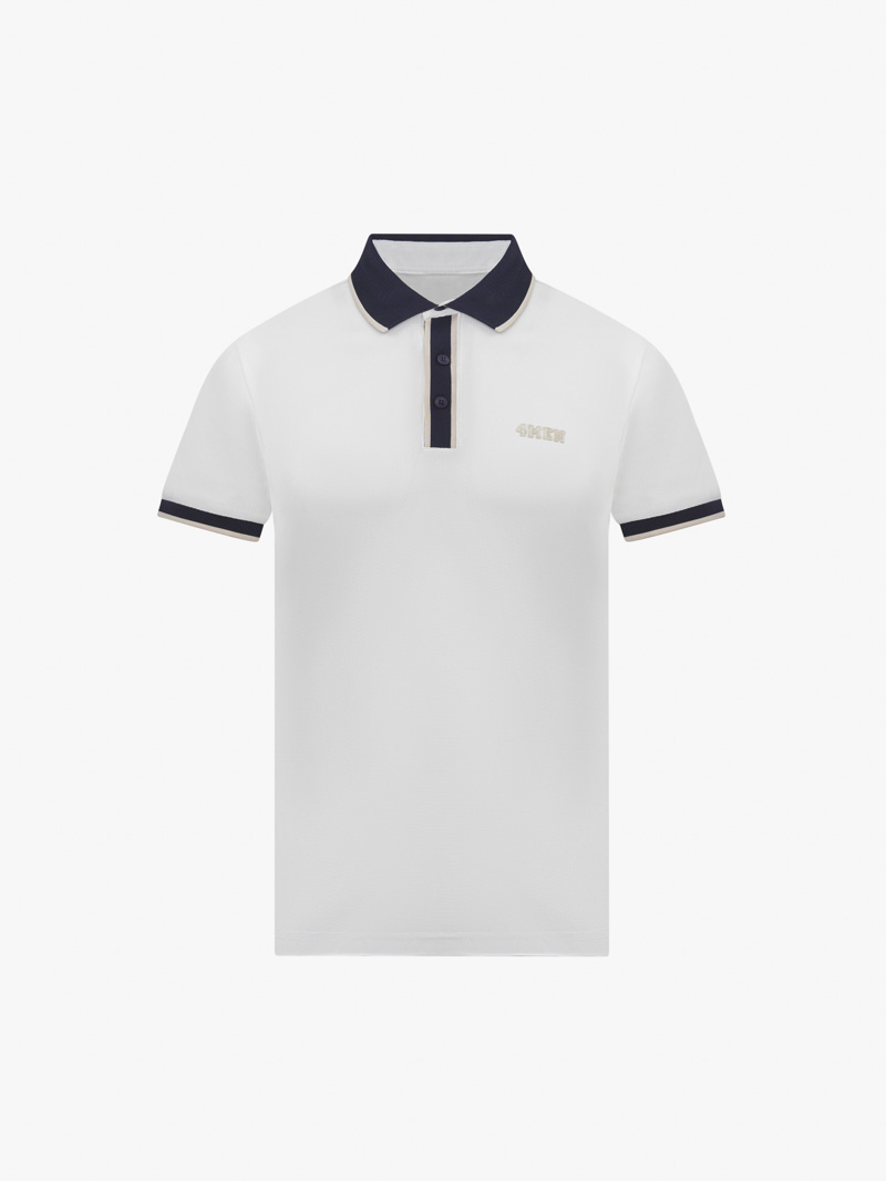Ao Polo Phoi Bo Theu 4MEN Form Slimfit PO125 Mau Trang