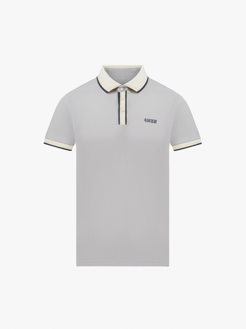 Ao Polo Phoi Bo Theu 4MEN Form Slimfit PO125 Mau Xam