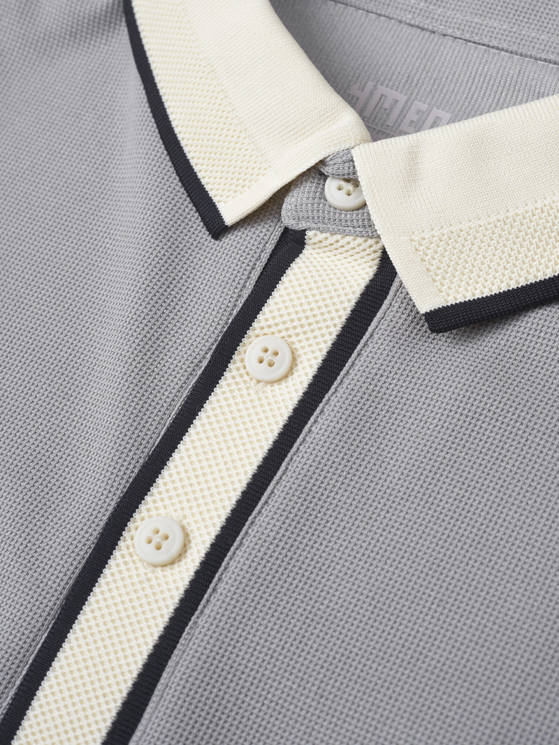Ao Polo Phoi Bo Theu 4MEN Form Slimfit PO125 Mau Xam