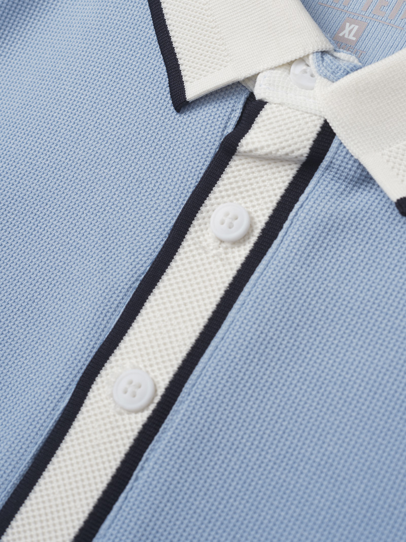 Ao Polo Phoi Bo Theu 4MEN Form Slimfit PO125 Mau Xanh Bien