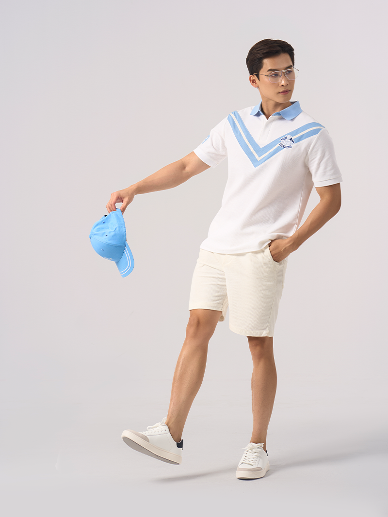 Ao Polo Ra Phoi Theu Dap Con Giong Form Regular PO127 Mau Trang