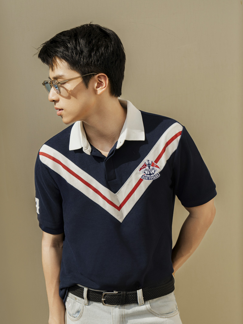 Ao Polo Ra Phoi Theu Dap Con Giong Form Regular PO127 Mau Xanh Den