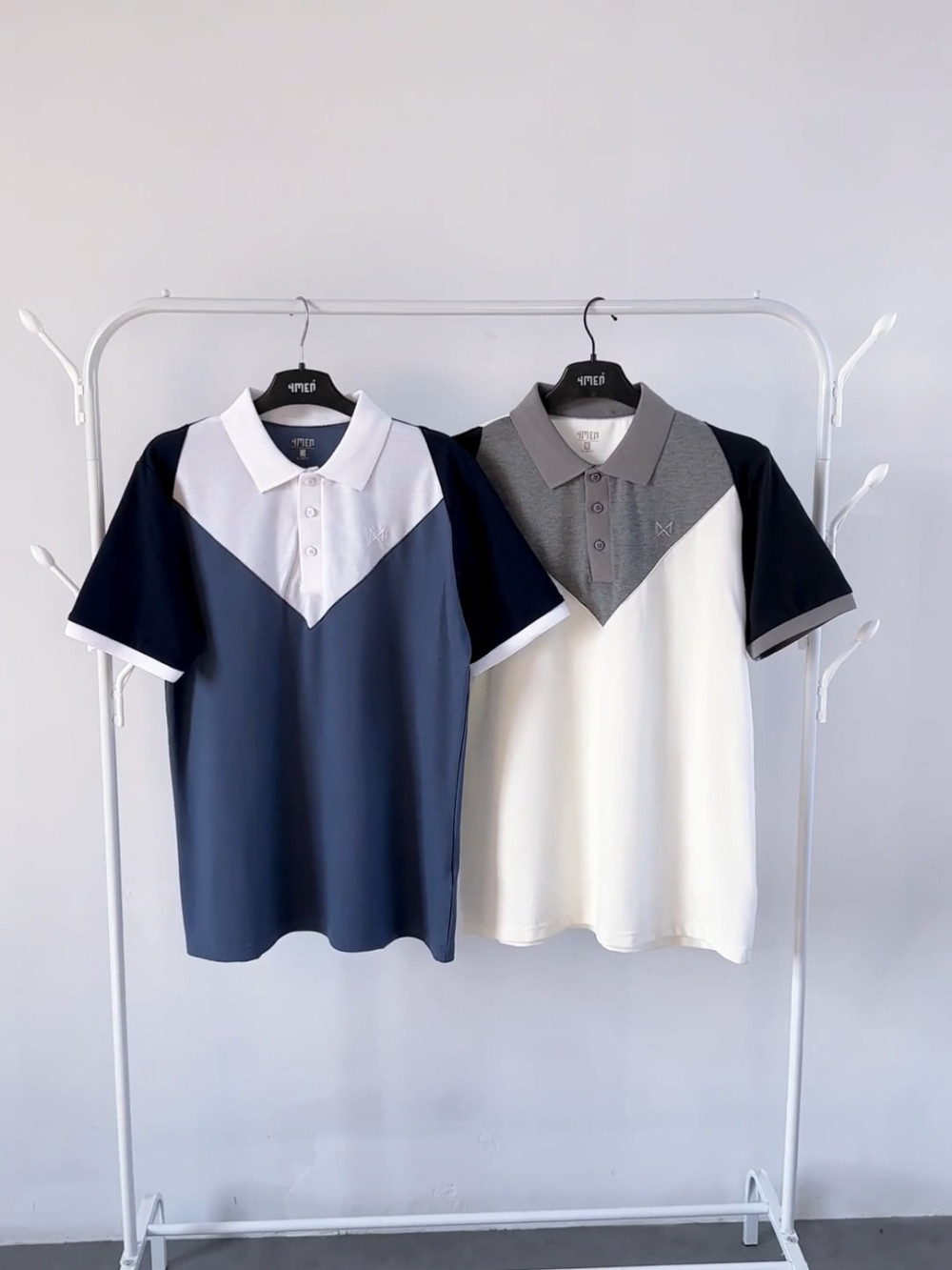 Ao Polo Ra Phoi Theu Logo Form Slimfit PO123 Mau Trang