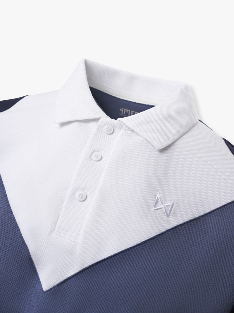 Ao Polo Ra Phoi Theu Logo Form Slimfit PO123 Mau Xanh Da