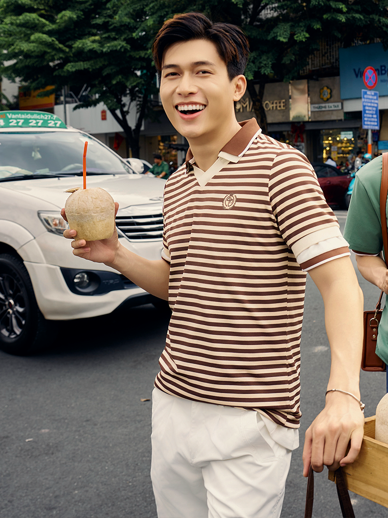 Ao Polo Soc Co Tim In Logo Tron 4M O Nguc Form Slimfit PO151 Soc Nau