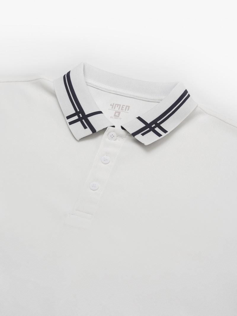 Ao Polo To Ong Phoi Bo Det Kieu Form Slimfit PO124 Mau Trang