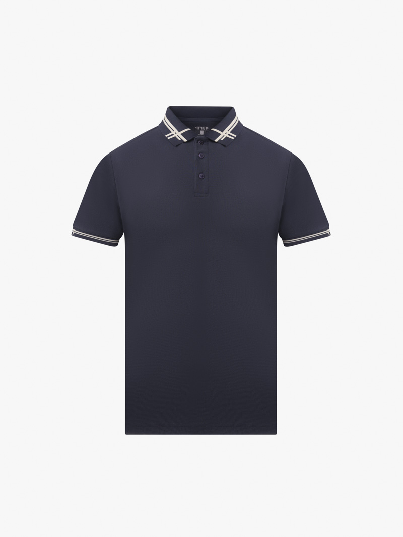 Ao Polo To Ong Phoi Bo Det Kieu Form Slimfit PO124 Mau Xanh Den