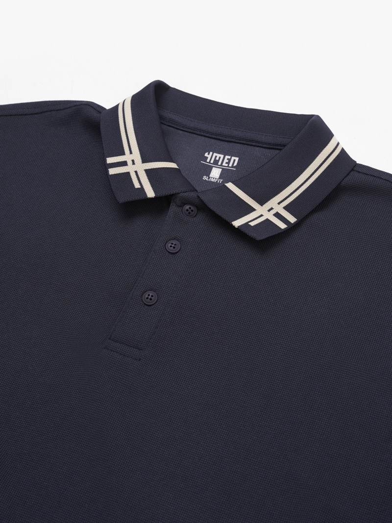 Ao Polo To Ong Phoi Bo Det Kieu Form Slimfit PO124 Mau Xanh Den