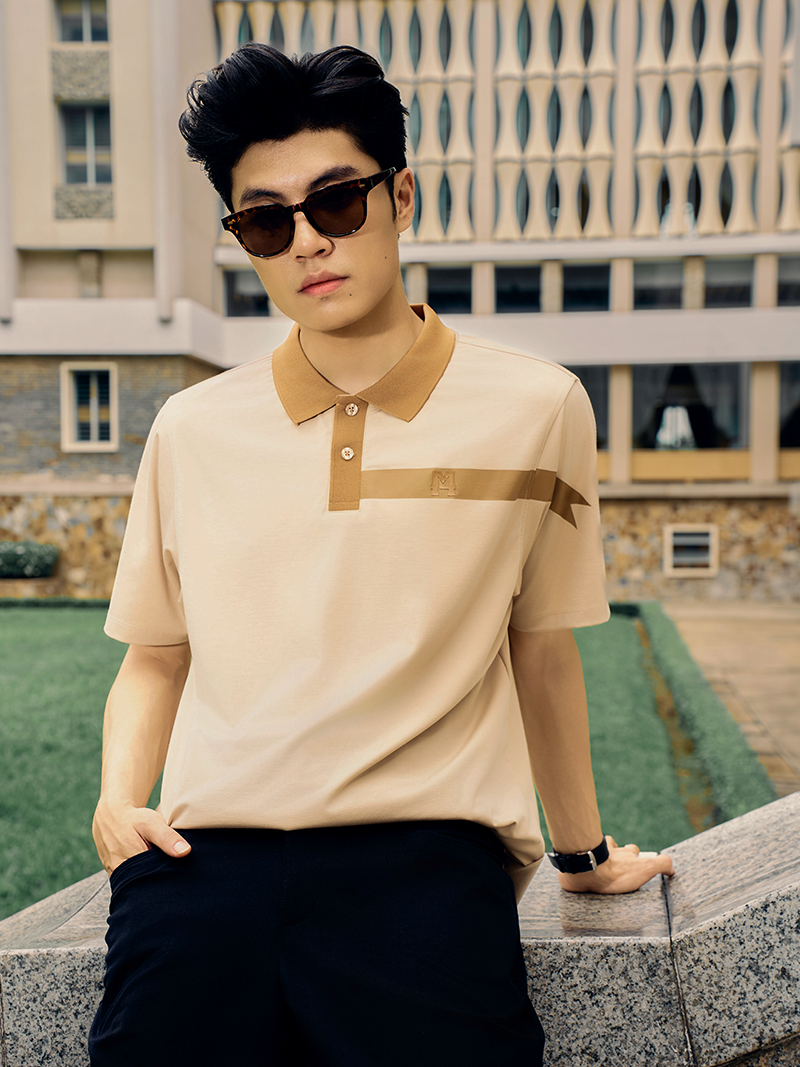 Ao Polo Vai Rayon In Logo M Form Slimfit PO143 Mau Be