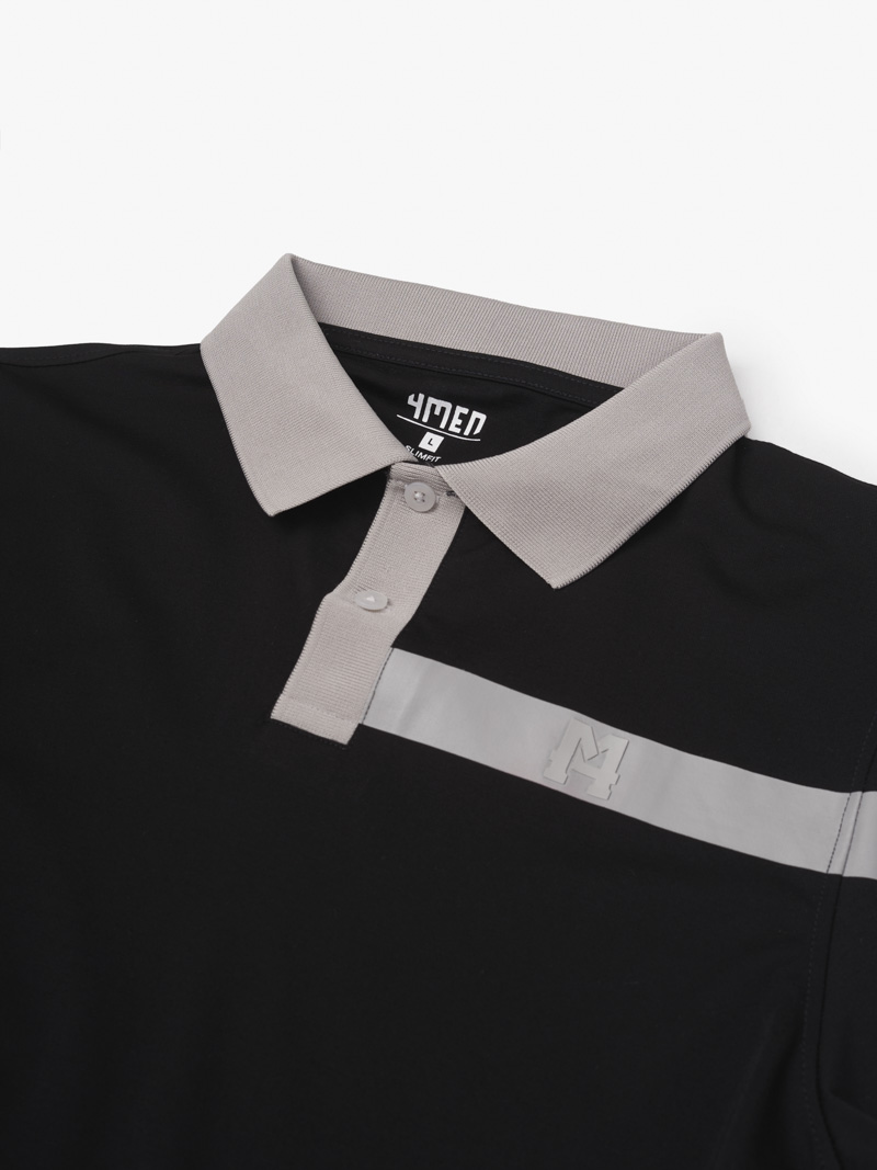 Ao Polo Vai Rayon In Logo M Form Slimfit PO143 Mau Den