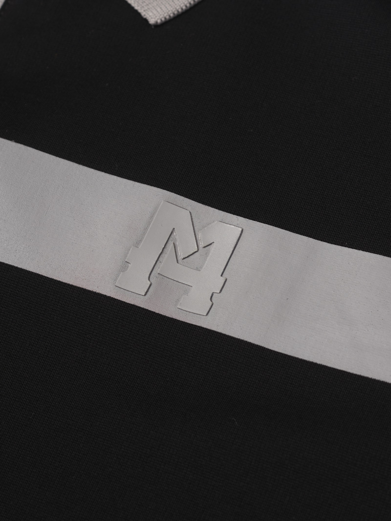 Ao Polo Vai Rayon In Logo M Form Slimfit PO143 Mau Den