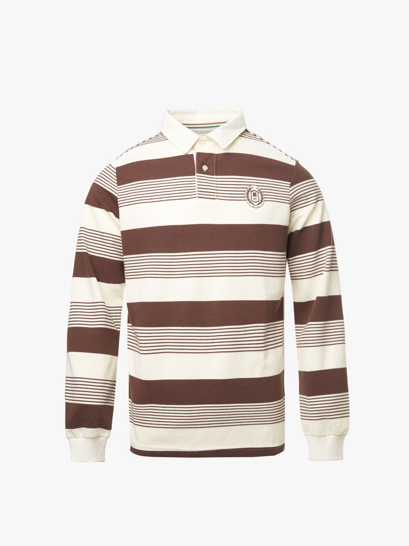 Ao Rugby Shirt Soc Ngang In Logo Preppy Heritage O Nguc Form Regular PO150 Soc Nau