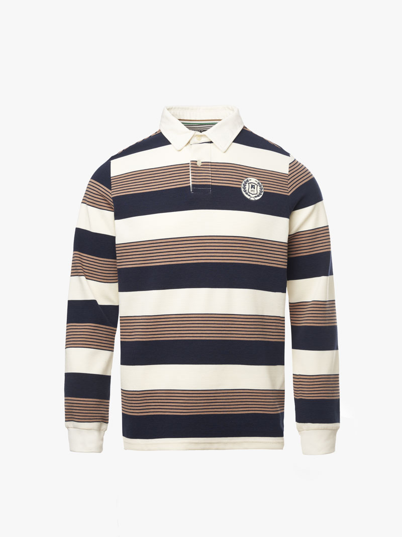 Ao Rugby Shirt Soc Ngang In Logo Preppy Heritage O Nguc Form Regular PO150 Soc Xanh Den