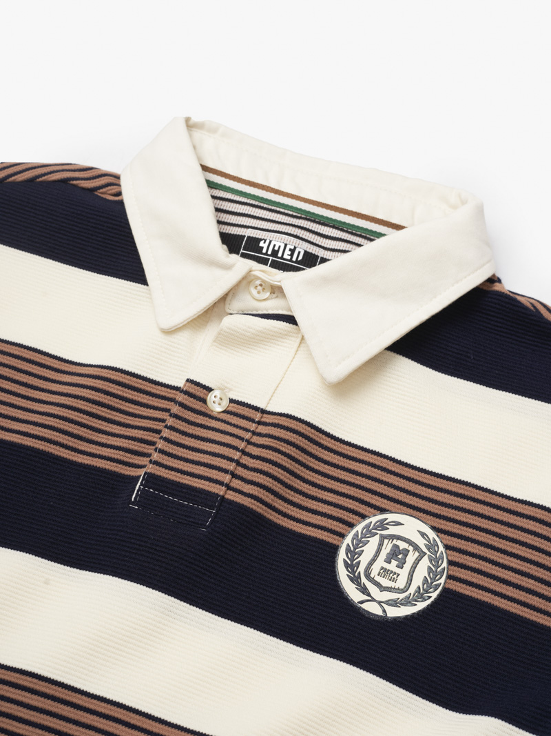 Ao Rugby Shirt Soc Ngang In Logo Preppy Heritage O Nguc Form Regular PO150 Soc Xanh Den