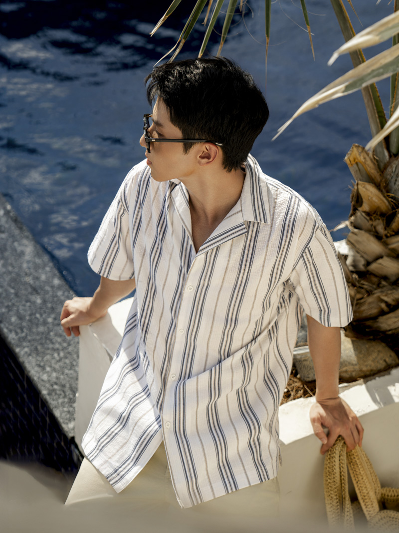Ao So Mi Linen Soc Tay Ngan Form Loose SM148 Soc Xanh