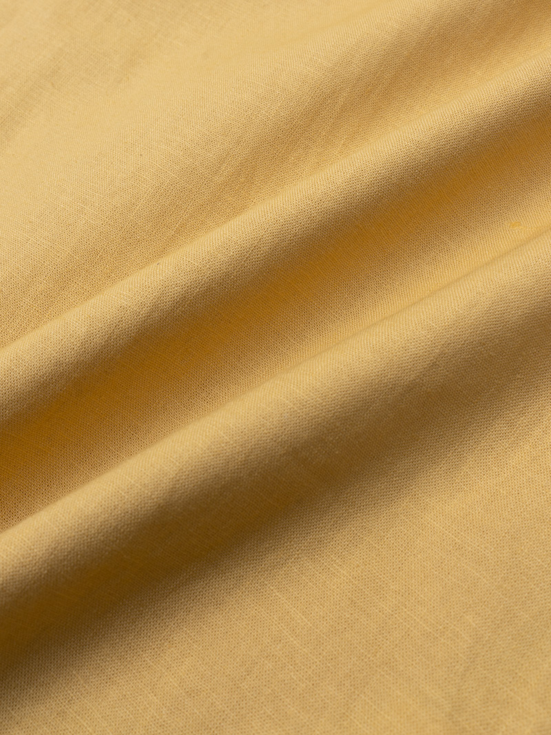 Ao So Mi Linen Tron Co Cuban Form Loose SM120 Mau Vang