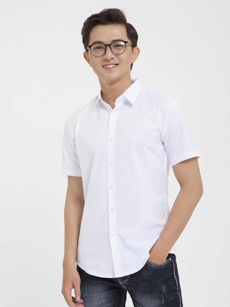 Ao So Mi Ngan Tay Trang ASM1216