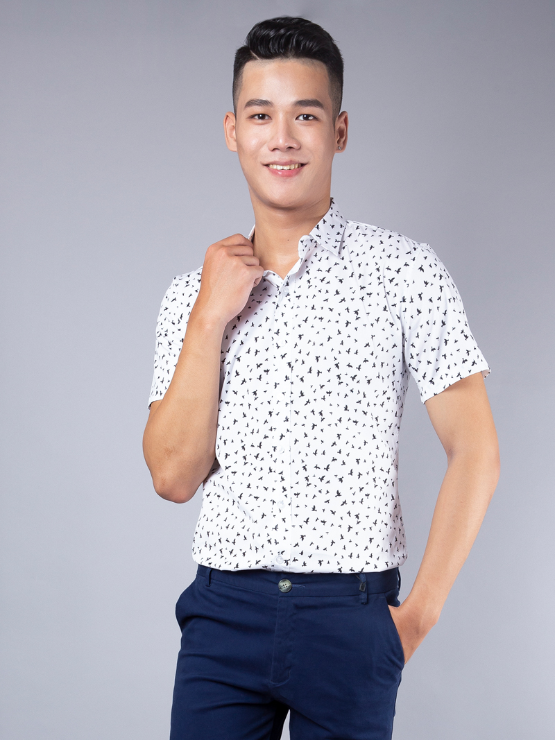 Ao So Mi Ngan Tay Trang ASM989