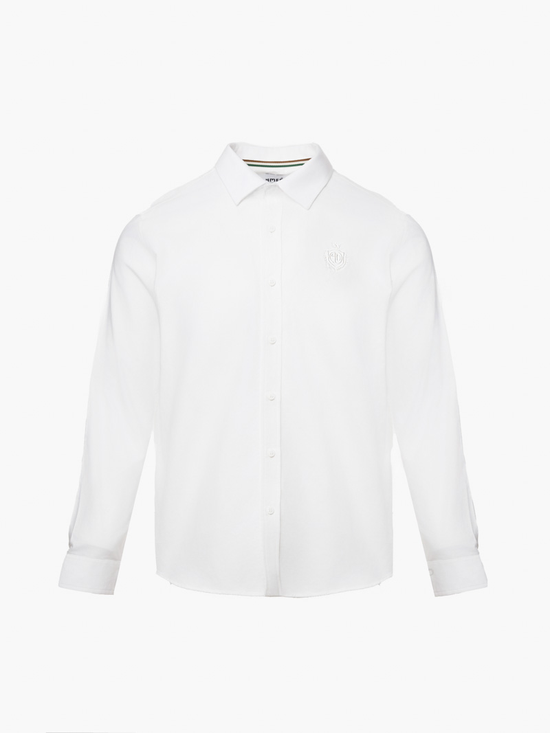Ao So Mi Oxford Theu Logo Huy Hieu Form Slimfit SM171 Mau Trang