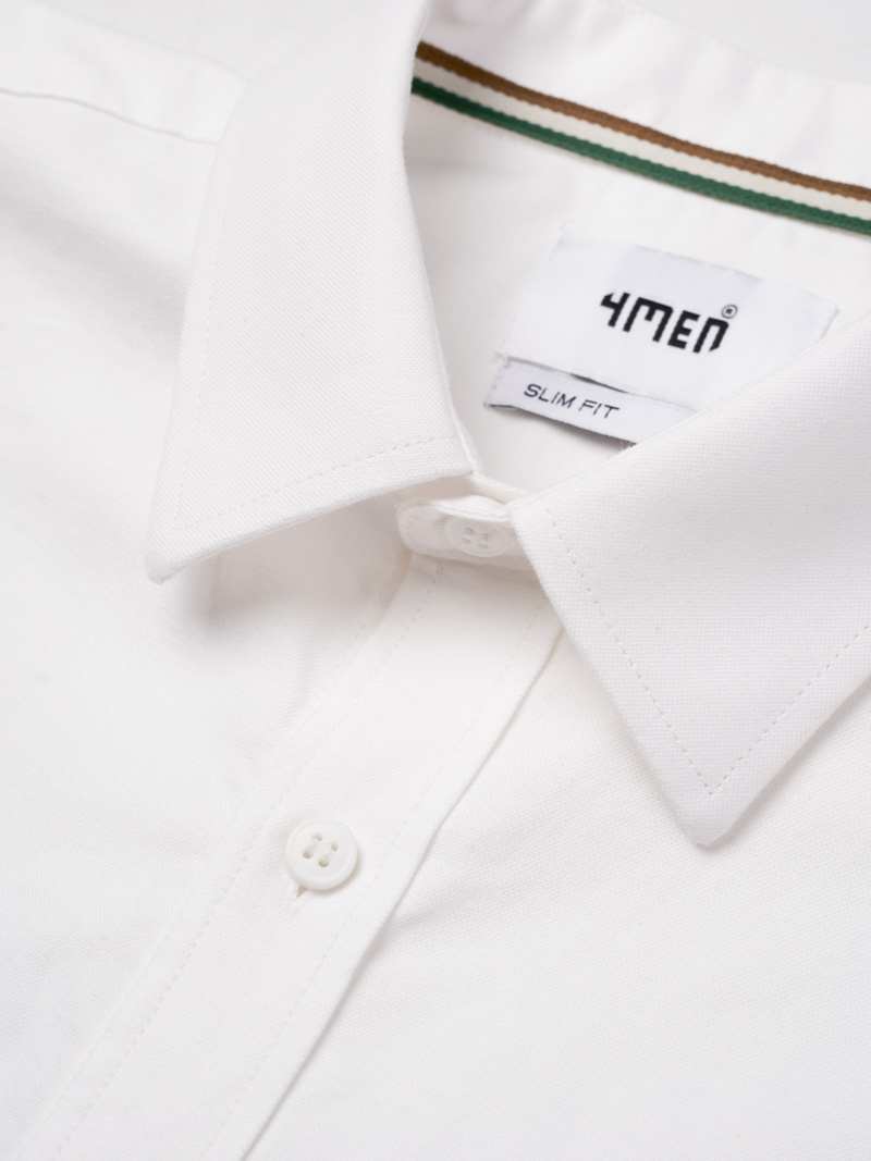 Ao So Mi Oxford Theu Logo Huy Hieu Form Slimfit SM171 Mau Trang