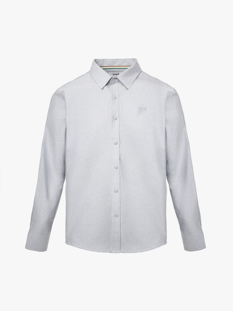 Ao So Mi Oxford Theu Logo Huy Hieu Form Slimfit SM171 Mau Xam