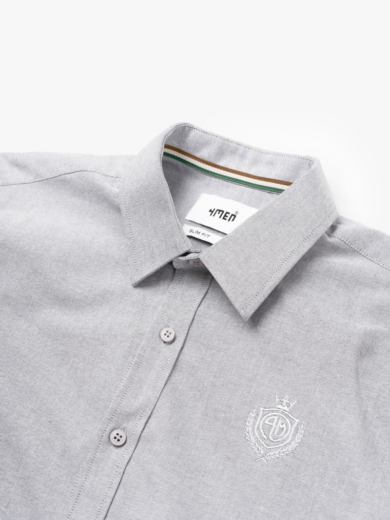 Ao So Mi Oxford Theu Logo Huy Hieu Form Slimfit SM171 Mau Xam