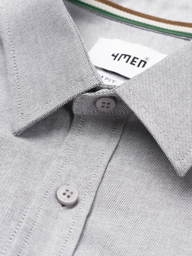 Ao So Mi Oxford Theu Logo Huy Hieu Form Slimfit SM171 Mau Xam