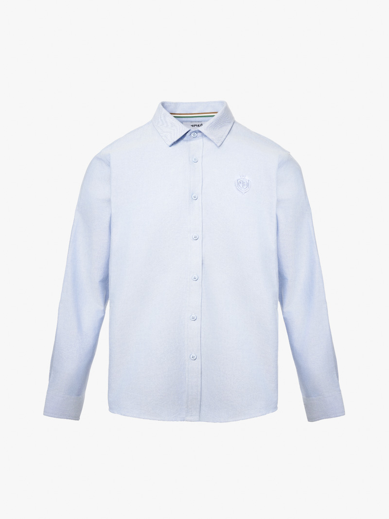 Ao So Mi Oxford Theu Logo Huy Hieu Form Slimfit SM171 Mau Xanh Bien