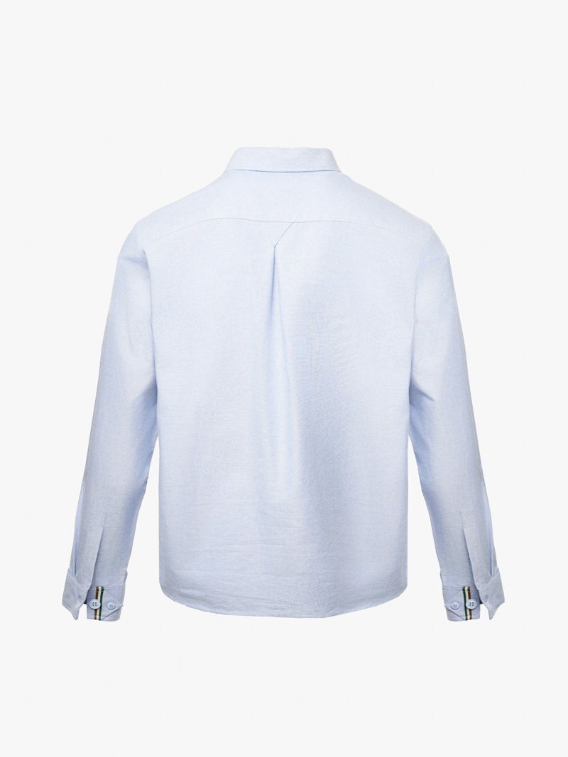 Ao So Mi Oxford Theu Logo Huy Hieu Form Slimfit SM171 Mau Xanh Bien