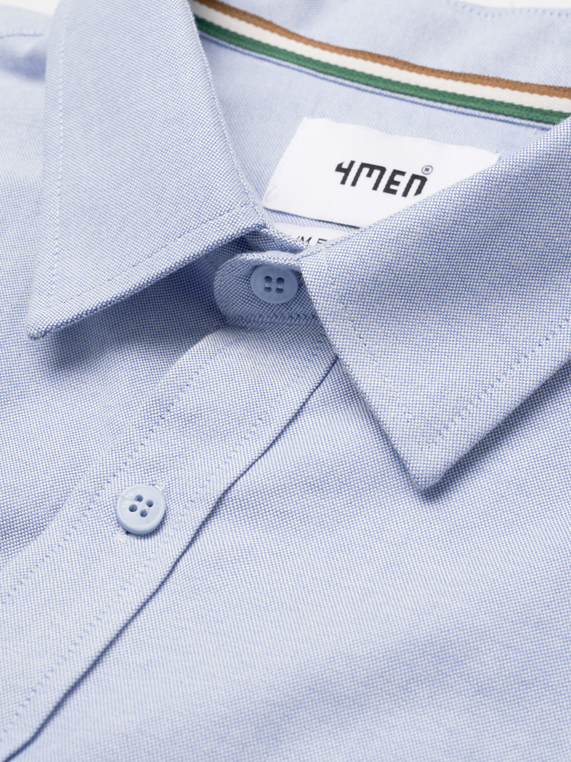 Ao So Mi Oxford Theu Logo Huy Hieu Form Slimfit SM171 Mau Xanh Bien